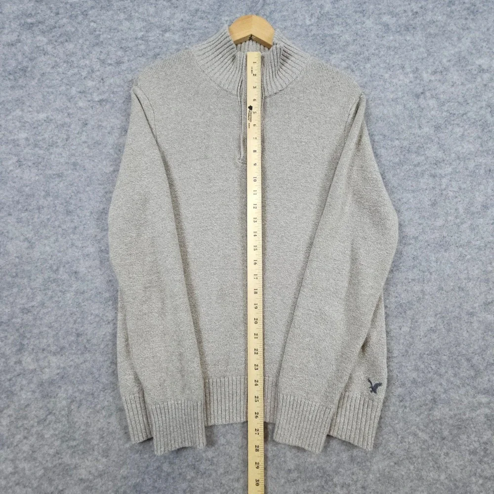 American Eagle Outfitters Men's Beige‎ Sweater Size M Athletic Fit Zip/Button
